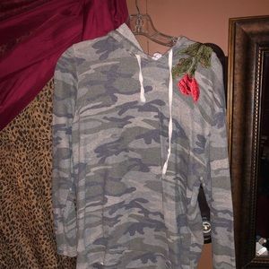 rose embroided camo hoodie